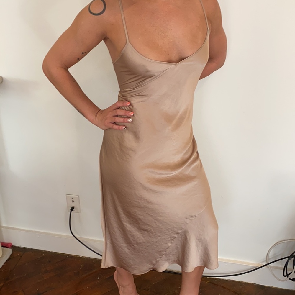 Slip Midi Dress in Nude - Women